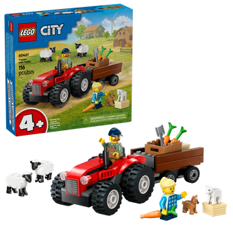 Изображение Конструктор Lego City Червоний фермерський трактор із причепом і вівцями