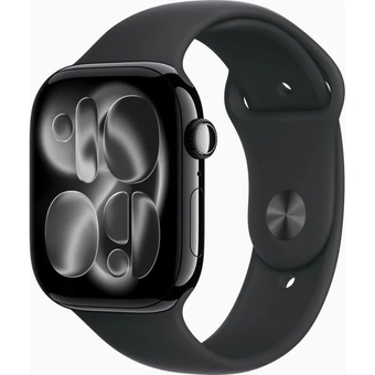 Зображення Смарт-годинник Apple Watch Series 11 GPS 46mm Jet Black Aluminium Case with Black Sport Band - M/L