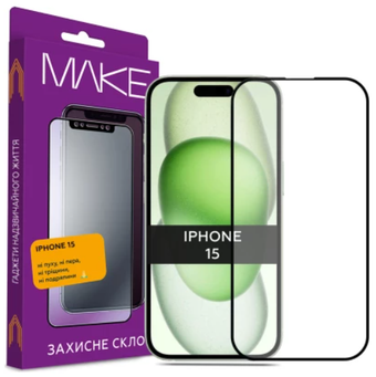 Зображення Захисне скло MAKE Apple iPhone 15 (MGF-AI15)