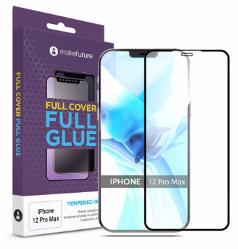 Зображення Захисне скло MakeFuture Apple iPhone 12 Pro Max Full Cover Full Glue (MGF-AI12PM)