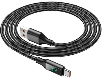Изображение Borofone BU32 USB to Type-C 5A, 1.2m, nylon, aluminum connectors, digital display, Black
