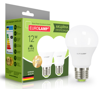 Зображення Лампочка Euroelectric LED Лампа ЕКО A60 12W E27 3000K акція 1 1 (25)
