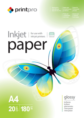 Зображення Папір офісний PRINT PRO PrintPro глянц. 180г/м, A4 PG180-20