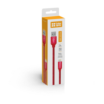 Изображение Colorway USB - Apple Lightning 2.4А 2м червоний CW-CBUL007-RD