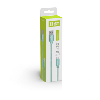 Изображение Colorway USB - MicroUSB 2.1А 1м м'ятний CW-CBUM002-MT