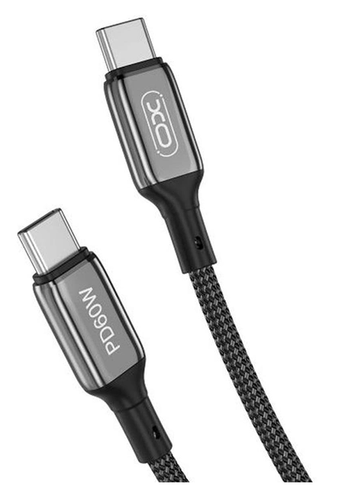 Изображение XO USB Cable NB-Q180B PD 60W 3A Fast charge Type-C - Type-C 1m тканевый black
