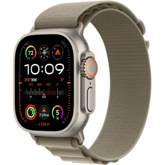 Зображення Smart годинник Apple Watch Ultra 2 GPS Cellular, 49mm Titanium Case with Olive Alpine Loop - Medium (MREY3UL/A)