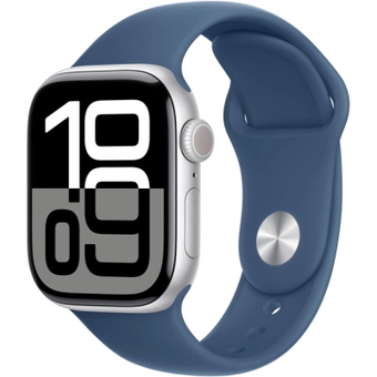 Изображение Смарт-часы Apple Watch Series 10 GPS 42mm Silver Aluminium Case with Denim Sport Band - S/M (MWWA3QH/A)