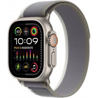 Зображення Smart годинник Apple Watch Ultra 2 GPS Cellular, 49mm Titanium Case with Green/Grey Trail Loop - S/M (MRF33UL/A)