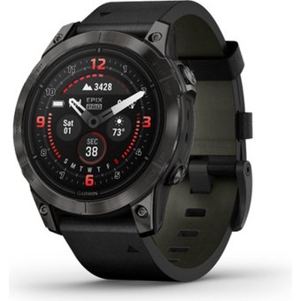 Изображение Смарт-часы Garmin Epix Pro Gen 2 Sapphire Edition 47 мм Carbon Grey DLC Titanium with Black Leather Band (010-02803-30)