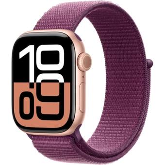 Изображение Смарт-часы Apple Смарт-годинник  Watch Series 10 GPS 42mm Rose Gold Aluminium Case with Plum Sport Loop (MWWK3QH/A)