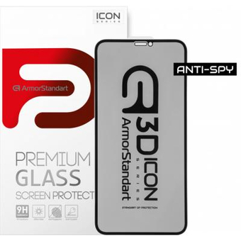 Зображення Захисне скло Armorstandart Icon 3D Anti-spy Apple iPhone 11 Pro/XS/X Black (ARM56126-GI3D-BK)