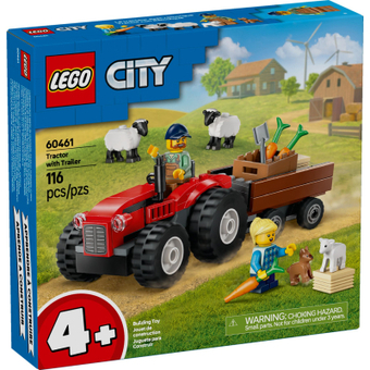 Изображение Конструктор Lego City Червоний фермерський трактор із причепом і вівцями (60461)