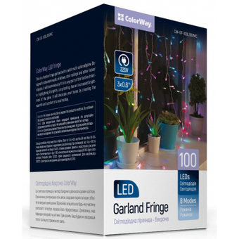 Изображение Гирлянда Colorway Бахрома 3мx0.6м 100Led IP20 цветная (CW-GF-100L36VMC)