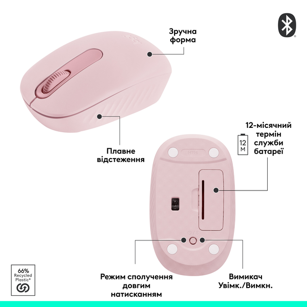 Компьютерная мыш Logitech M196 Bluetooth Rose (910-007461) фото №7
