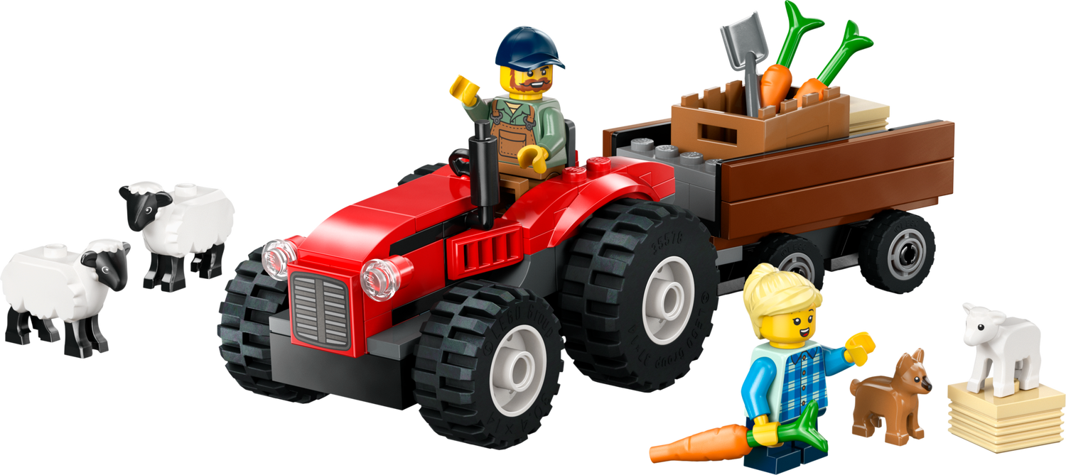 Конструктор Lego City Червоний фермерський трактор із причепом і вівцями фото №2