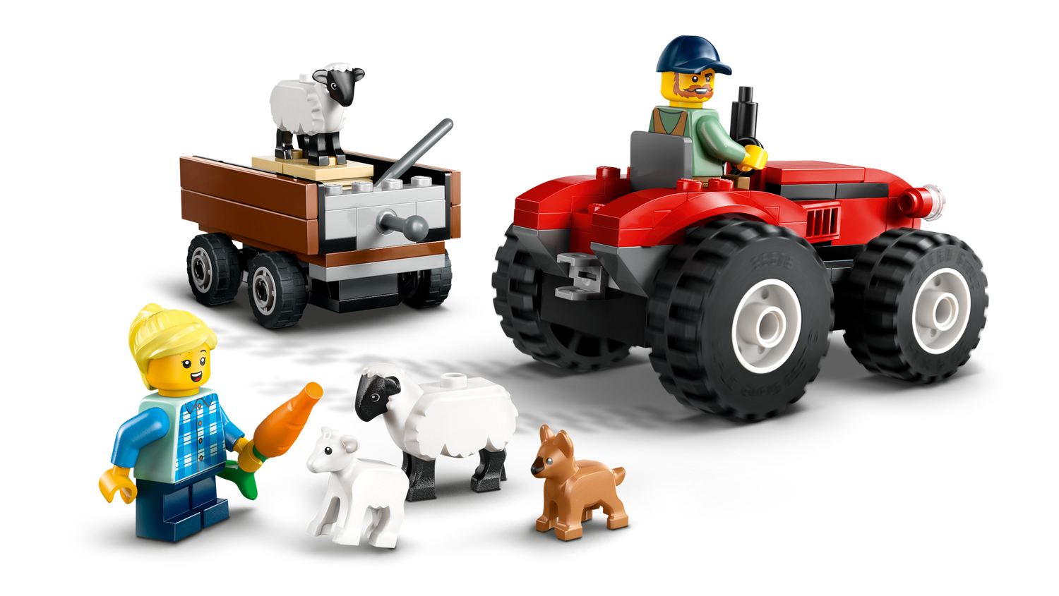 Конструктор Lego City Червоний фермерський трактор із причепом і вівцями фото №3