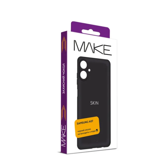 Чехол для телефона MAKE Samsung A07 Skin Black (MCS-SA07BK) фото №3