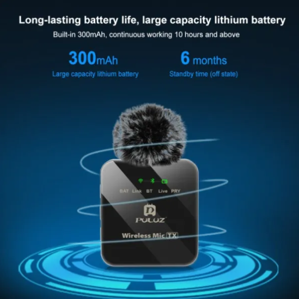 Мікрофон PULUZ для iPhone/iPad 8-контактний приймач і два мікрофони Black (PU647B) фото №6