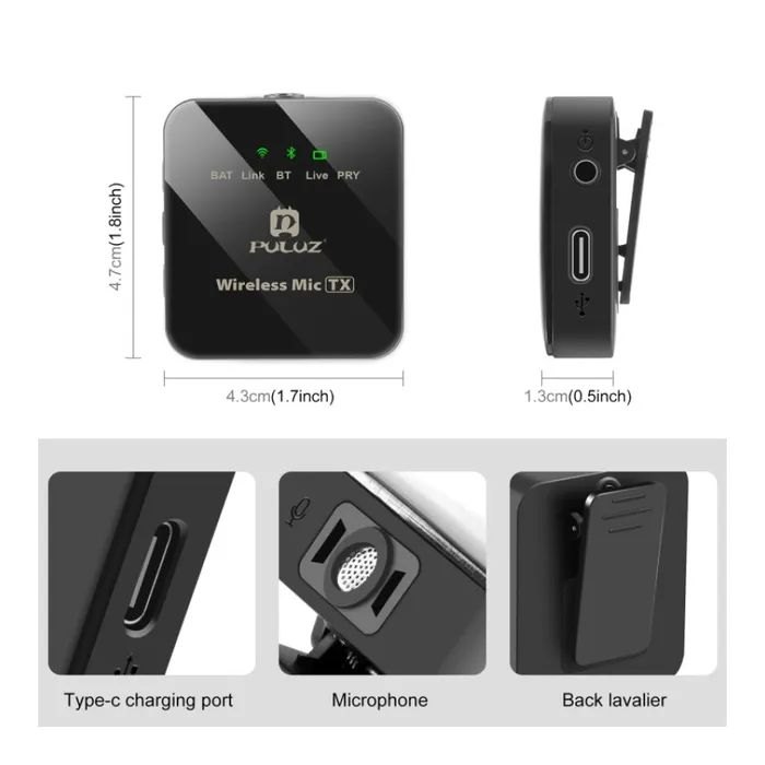 Мікрофон PULUZ для iPhone/iPad 8-контактний приймач і два мікрофони Black (PU647B) фото №2
