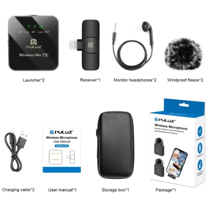 Мікрофон PULUZ для iPhone/iPad 8-контактний приймач і два мікрофони Black (PU647B) фото №4