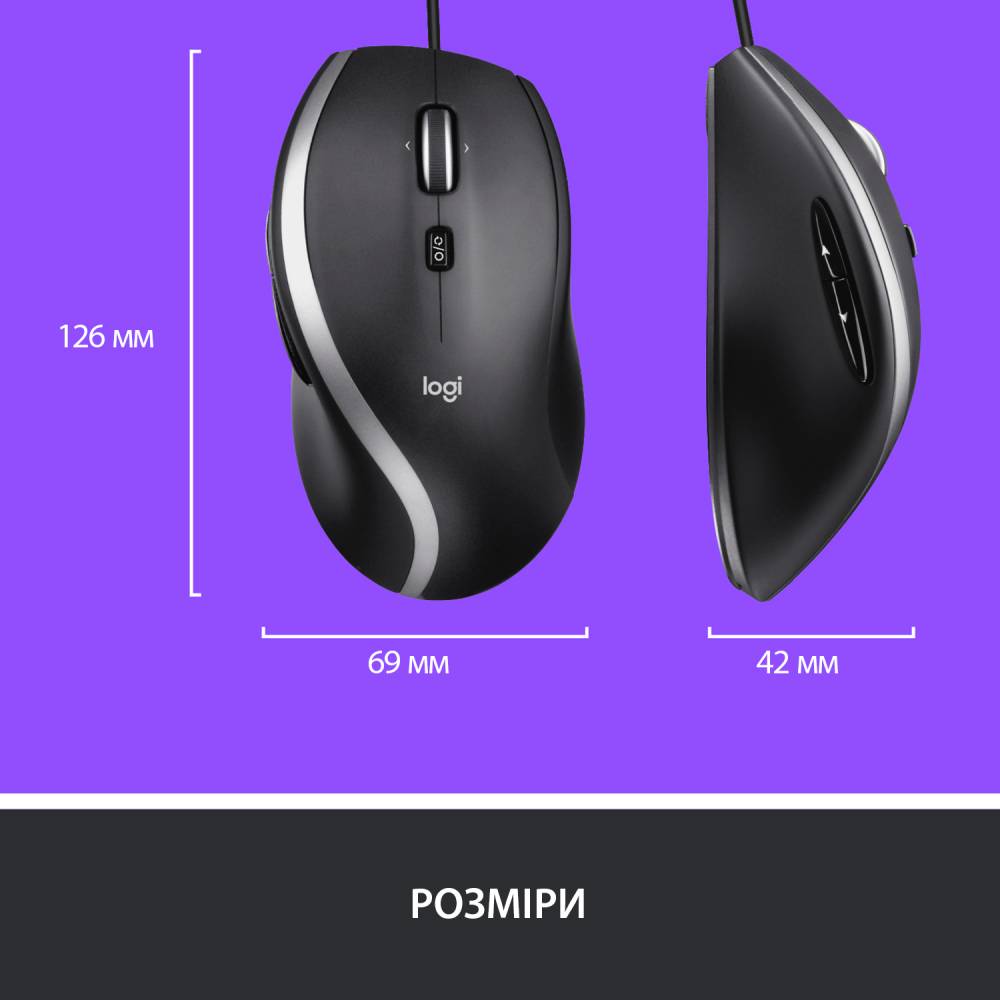 Компьютерная мыш Logitech Advanced Corded Mouse M500s BLACK фото №11