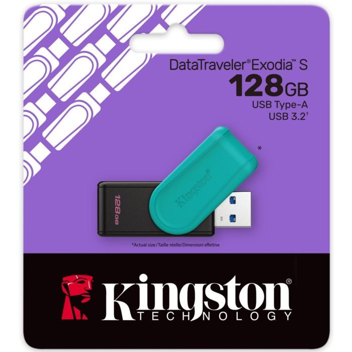 Флешка Kingston USB 3.2 DT Exodia S 128GB Black/Turquoise фото №3