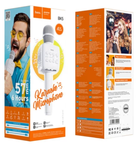 Портативная колонка Hoco BK5 Cantando karaoke microphone White фото №4