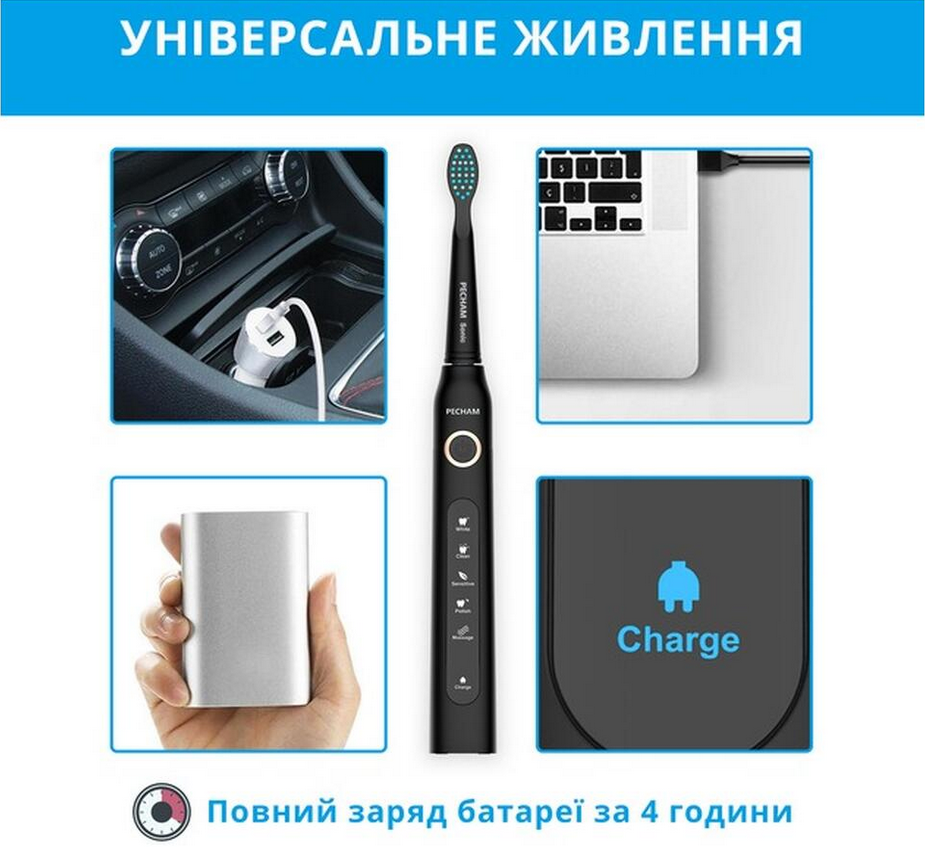 Зубная щетка Pecham PC-080 Black Travel фото №6