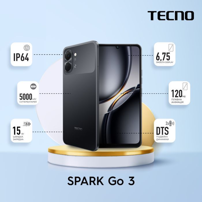Смартфон Tecno Spark Go 3 (KM3) 4/64Gb Black (4894947105265) фото №2