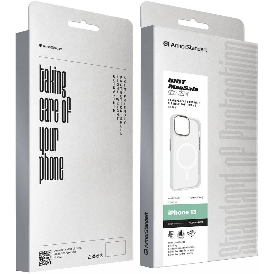 Чохол для телефона Armorstandart Unit MagSafe для Apple iPhone 13 Matte Clear Silver (ARM70445) фото №6