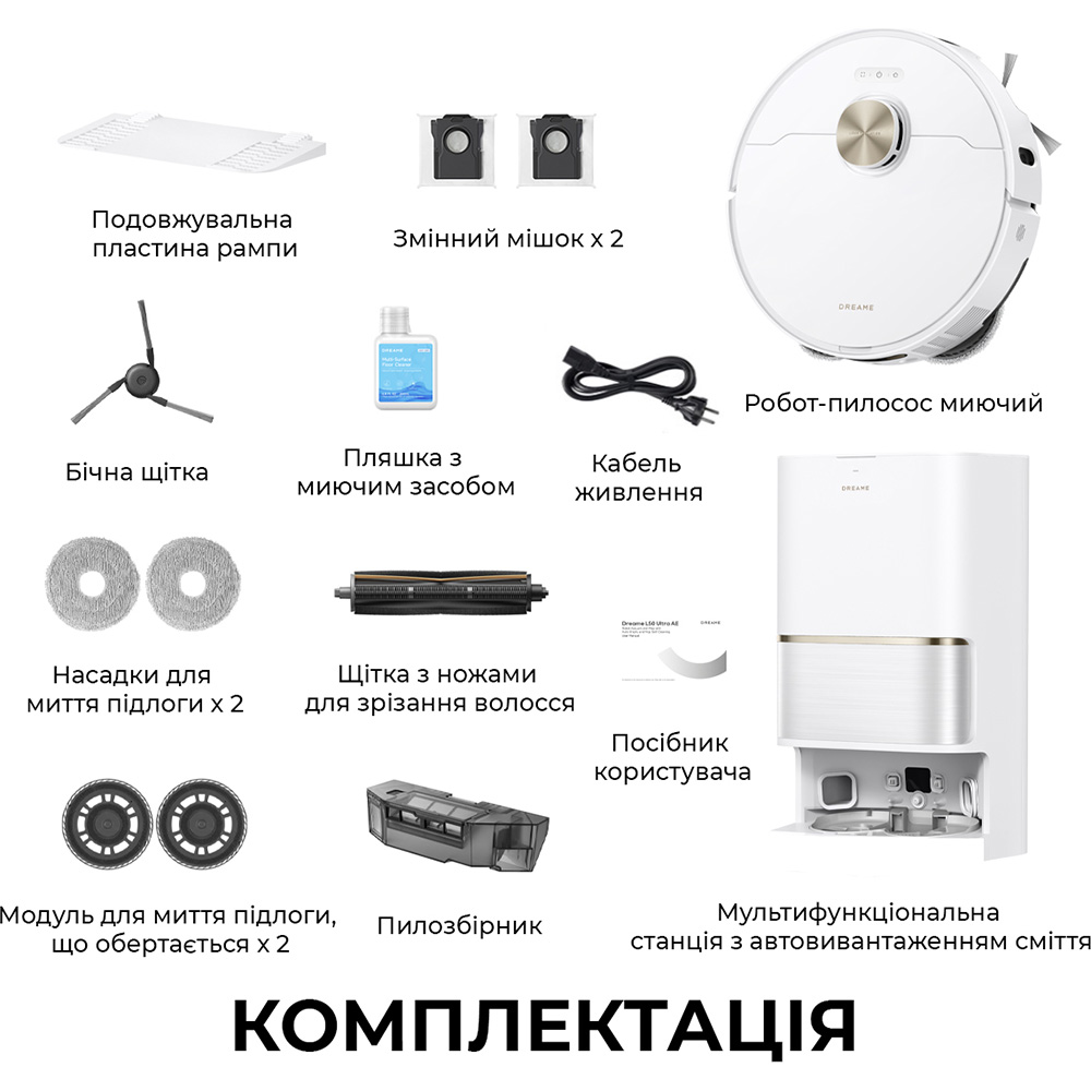 Пилосос робот Dreamе Bot L50 Ultra AE White (RLL51SE) фото №11