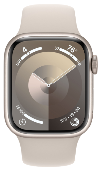 Смарт-часы Apple Watch Series 9 GPS 41mm Starlight Aluminium Case with Starlight Sport Band - S/M (MR8T3LW/A) фото №2