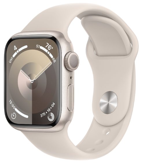 Смарт-часы Apple Watch Series 9 GPS 41mm Starlight Aluminium Case with Starlight Sport Band - S/M (MR8T3LW/A)