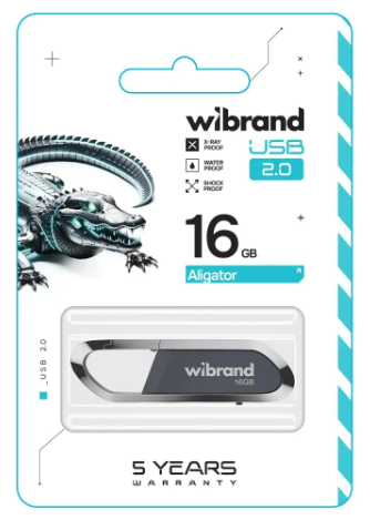 Флешка Wibrand Aligator 16Gb Grey USB 2.0 фото №2