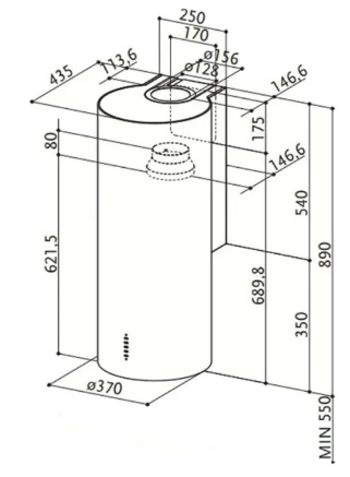Витяжки Faber Cylindra 2 Ev8 2El Xh890 (110.0332.307) фото №2