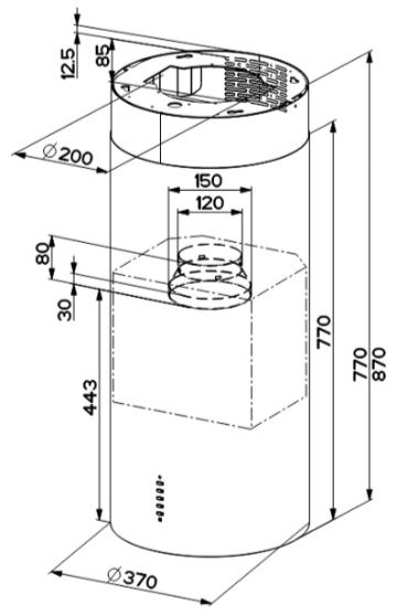 Витяжки Faber CYLINDRA ISOLA EVO PLUS BK MATT A37 (335.0572.104) фото №2