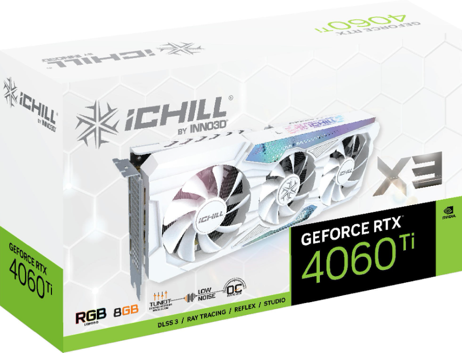 Відеокарта INNO3D GeForce RTX 4060 Ti 8GB GDDR6 ICHILL X3 WHITE (C406T3-08D6X-1711328) фото №3