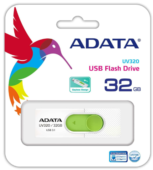 Флешка Adata USB 3.0 AUV 320 32Gb White/Green фото №4