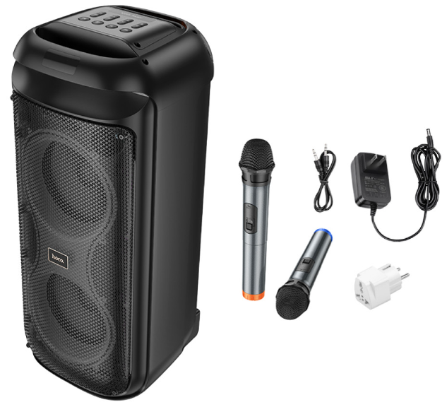 Портативная колонка Hoco HA13 Max Ramon outdoor BT speaker with two wireless microphones Black фото №3