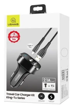 АЗУ Usams C13 King-Tu Series double USB 2.1A with MicroUSB cable Black фото №2