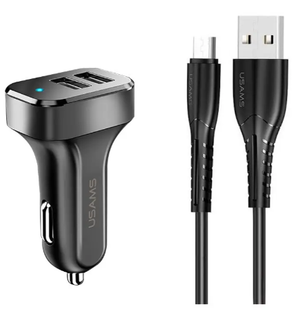 АЗУ Usams C13 King-Tu Series double USB 2.1A with MicroUSB cable Black
