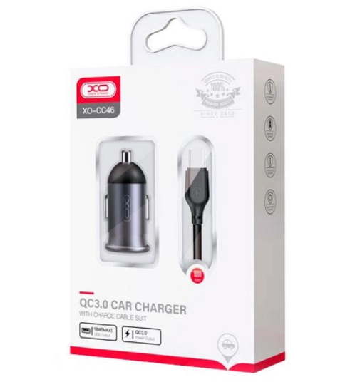 АЗУ XO CC46 single USB QC3.0 18W 3A Gray фото №2