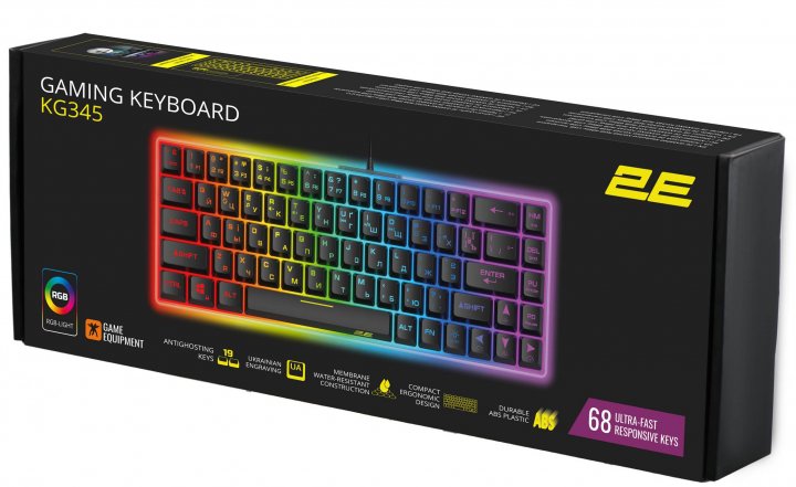 Клавіатура 2E GAMING KG345 RGB 68key USB Transparent фото №2