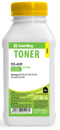 Тонер Colorway Samsung CLP-615/620ND/670ND Yellow 60g/bottl