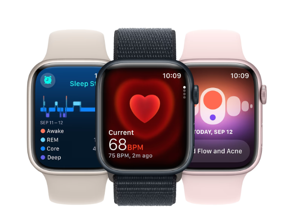 Смарт-часы Apple Watch Series 9 GPS 41mm Silver Aluminium Case with Storm Blue Sport Band - S/M (MR903QP/A) фото №6