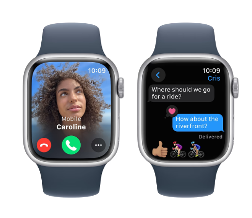 Смарт-часы Apple Watch Series 9 GPS 41mm Silver Aluminium Case with Storm Blue Sport Band - S/M (MR903QP/A) фото №4