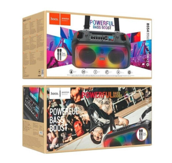 Портативна колонка Hoco BS54 Party wireless dual mic outdoor BT speaker Black фото №9