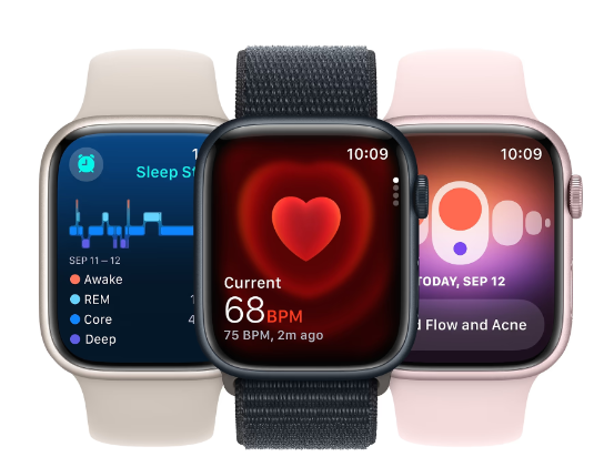 Смарт-часы Apple Watch Series 9 GPS 45mm Silver Alu. Case w. Storm Blue S. Band - M/L (MR9E3) фото №4