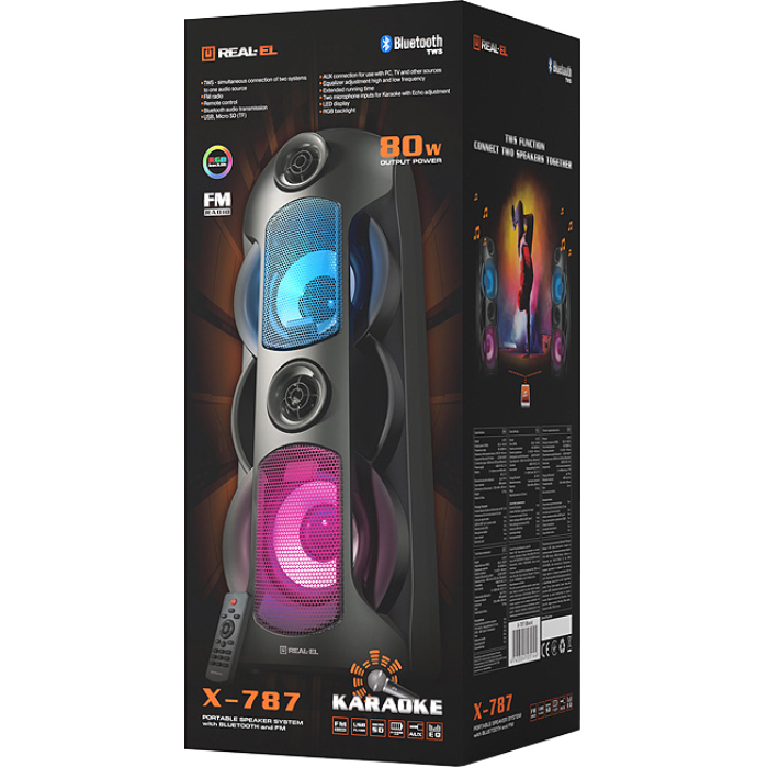 Портативна колонка REAL-EL X-787 Black фото №7